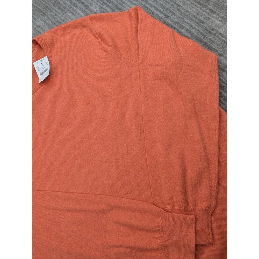 J. Crew Factory Men L Orange Cotton Cashmere Crew Neck Sweater 17659 NWT